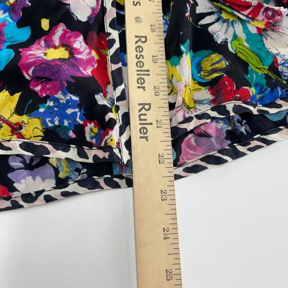 Nanette Lepore Shirt Womens 6 Black Multicolor Floral Boquet Wrap Top - Picture 9 of 13